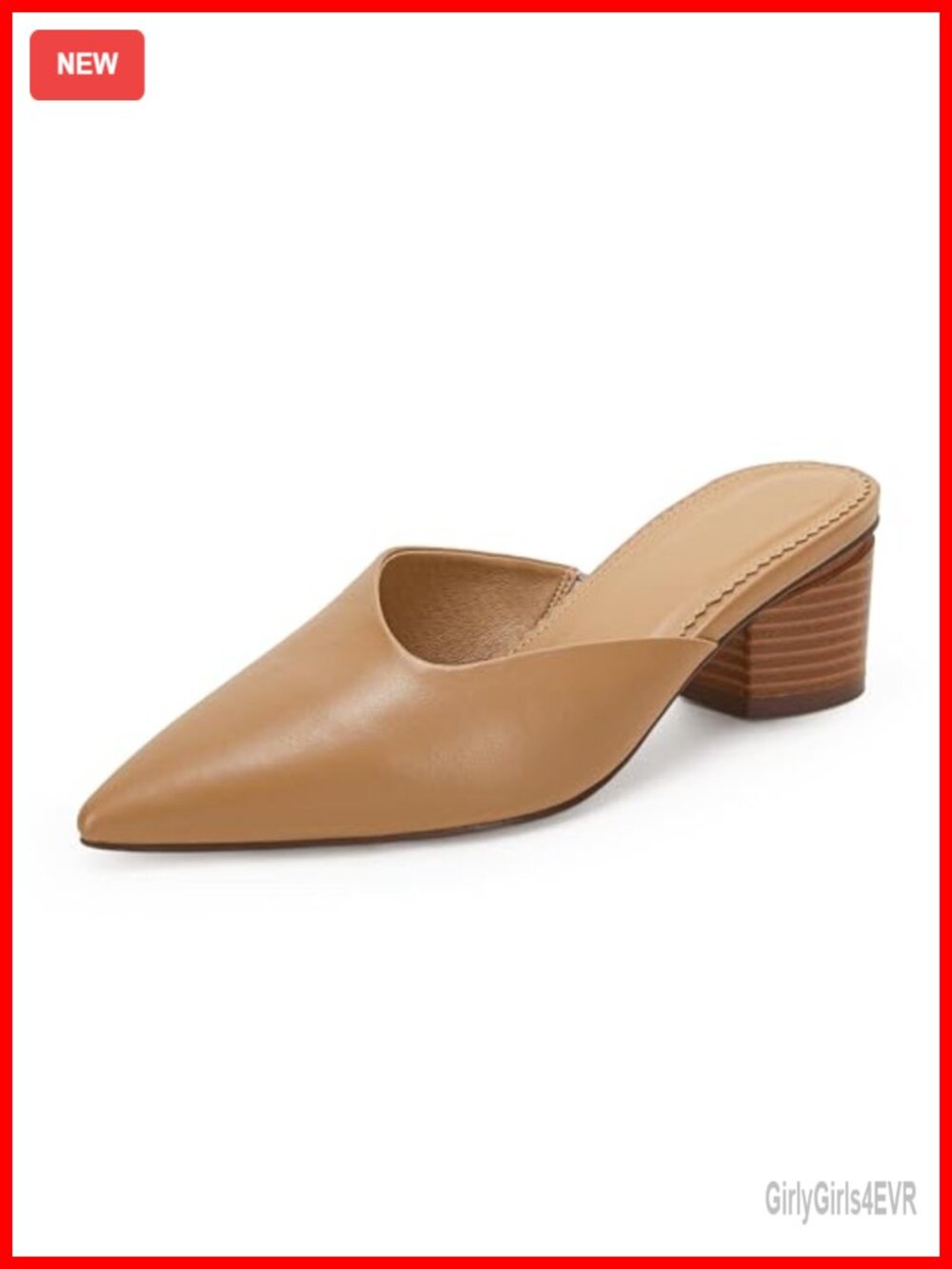 Pointed Toe V Cut Mules Chunky Block Heels Slip On Clogs Office Slides